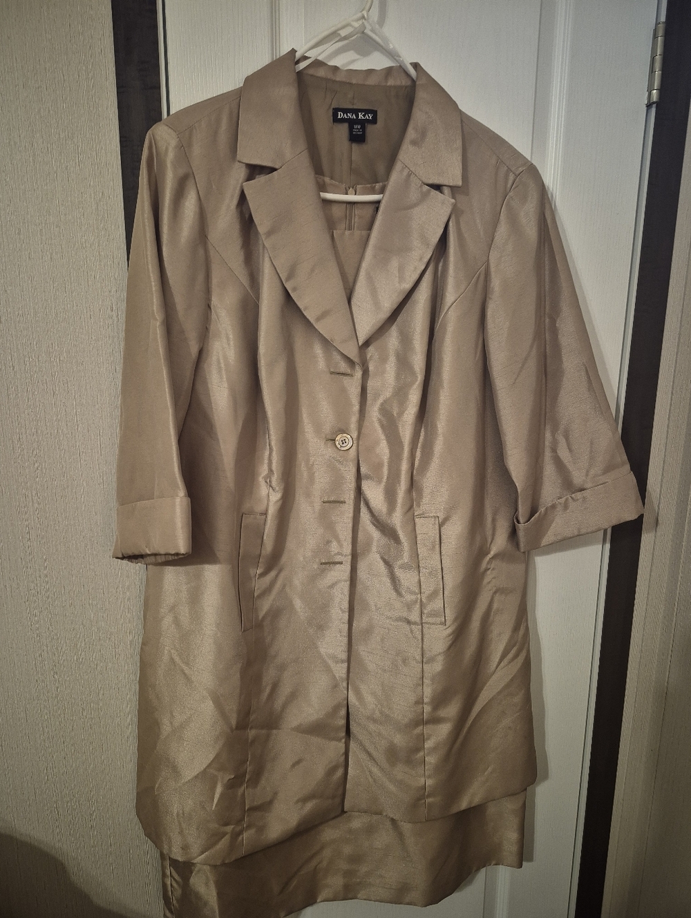 Dana Kay Women's Light Gold Satin Blazer Coatdress